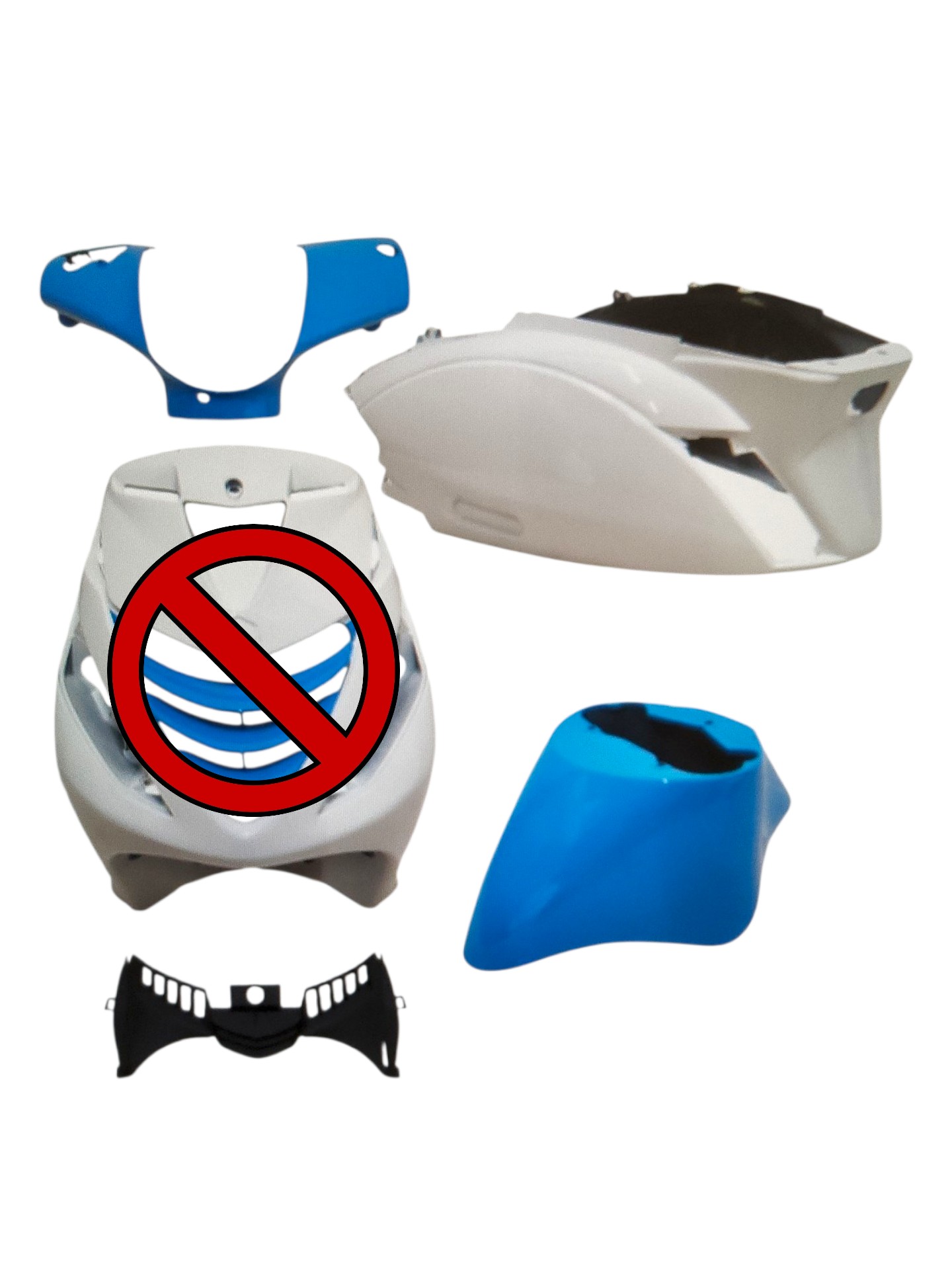 plaatwerkset DMP model SP EVO-1 racing !! MIST voorscherm !! blauw/wit 4-delig zip2000