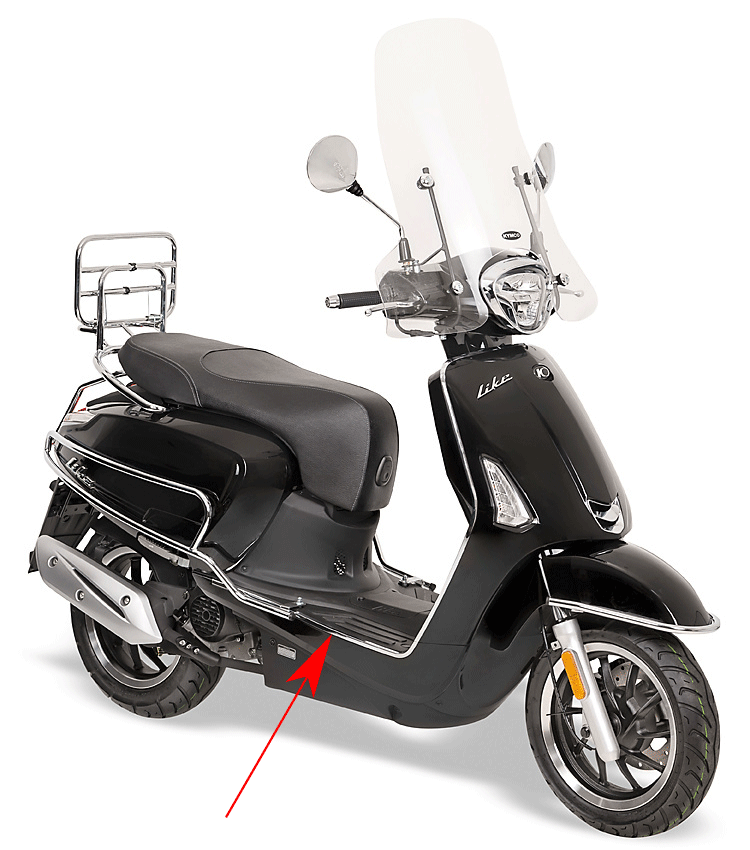 sierstrip Kymco origineel treeplank rechts chroom new like 64317-acc1-e10-f1p