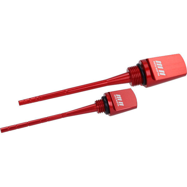oliepeilstok Moto-Nostra set aluminium rood gts 125cc, gts 250cc, gts 300, gtv, mp3, vespa=op=op