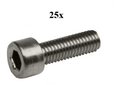Bout Inbus M6X20MM RVS 25PCS