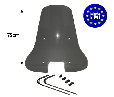 windscherm Regia met bevestigingsset hoog !!SCHADE lichte krasjes!! (helder made in EU) 75cm smoke vespa S