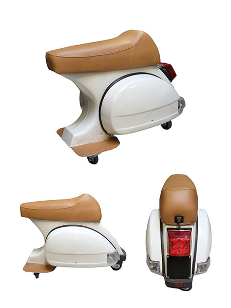 barkruk vespa PK50 wit/bruin