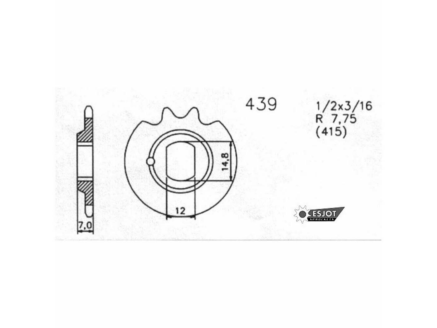voorkettingwiel esjot 13t 3/16 kreidler 4v 20-0439-13
