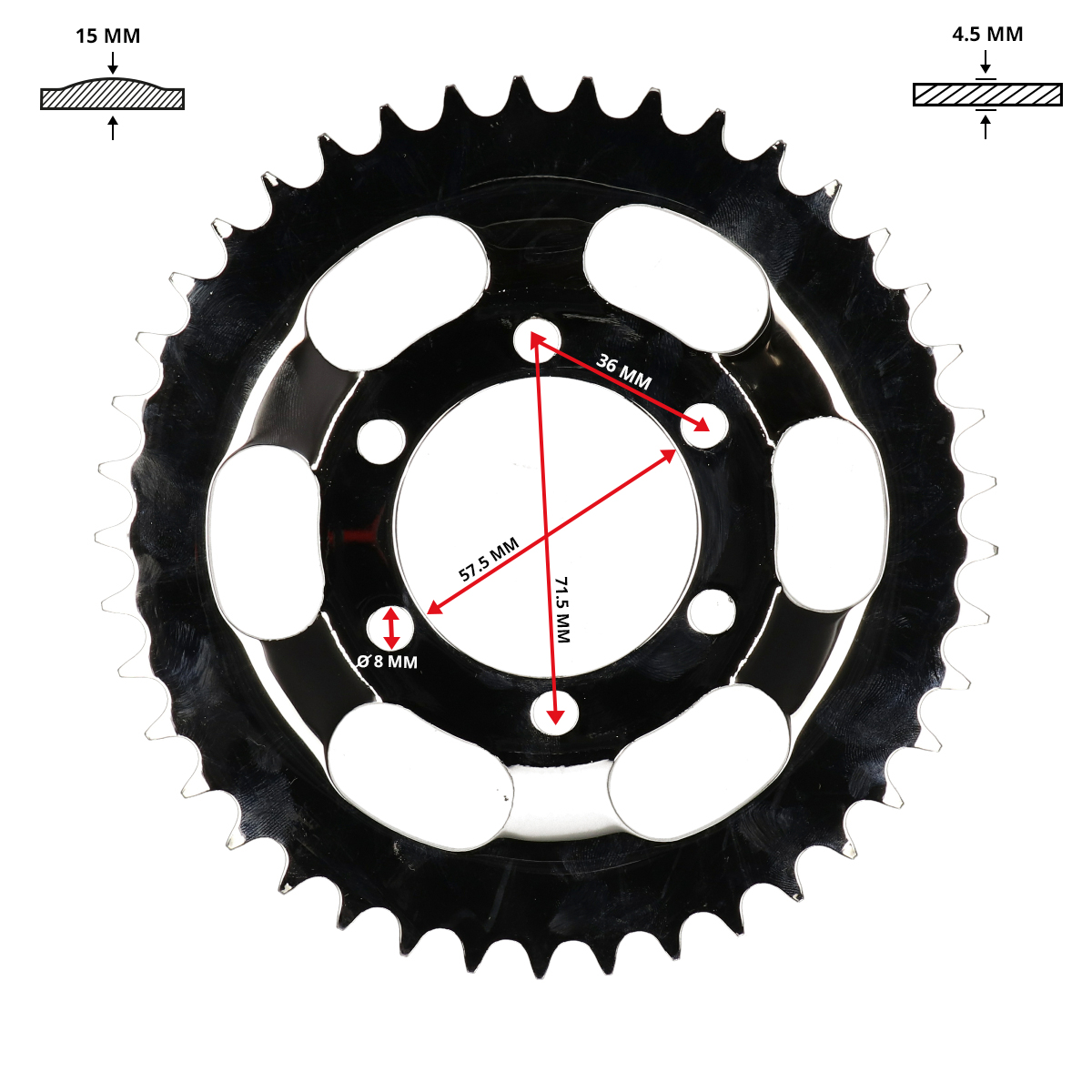 achterkettingwiel 41t 3/16 chroom Zundapp KS50