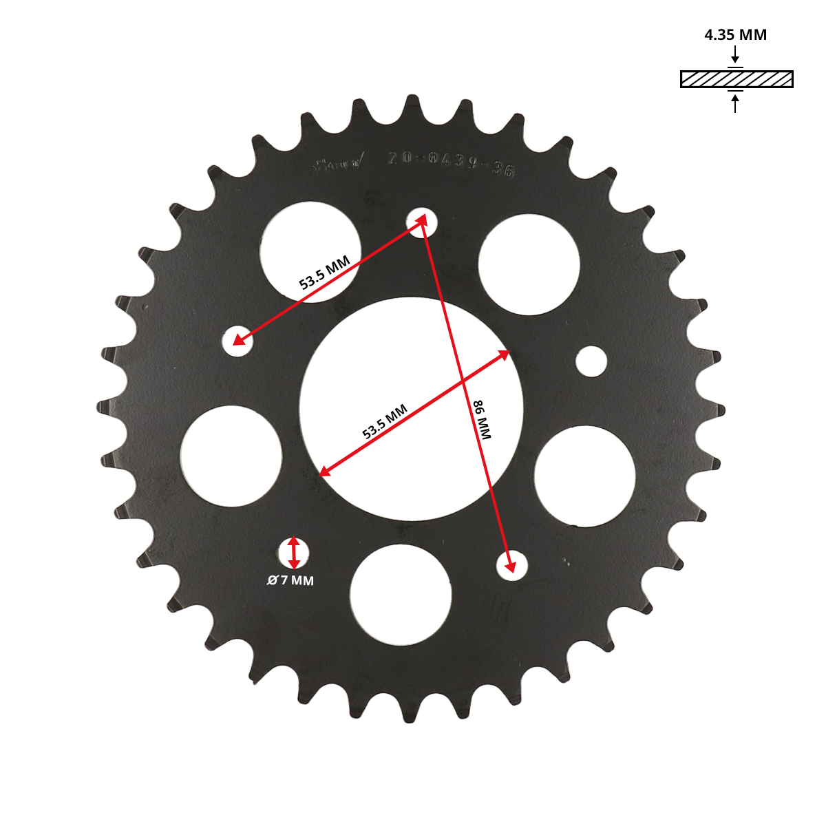 achterkettingwiel esjot 36t 3/16 kreidler 20-0439-36