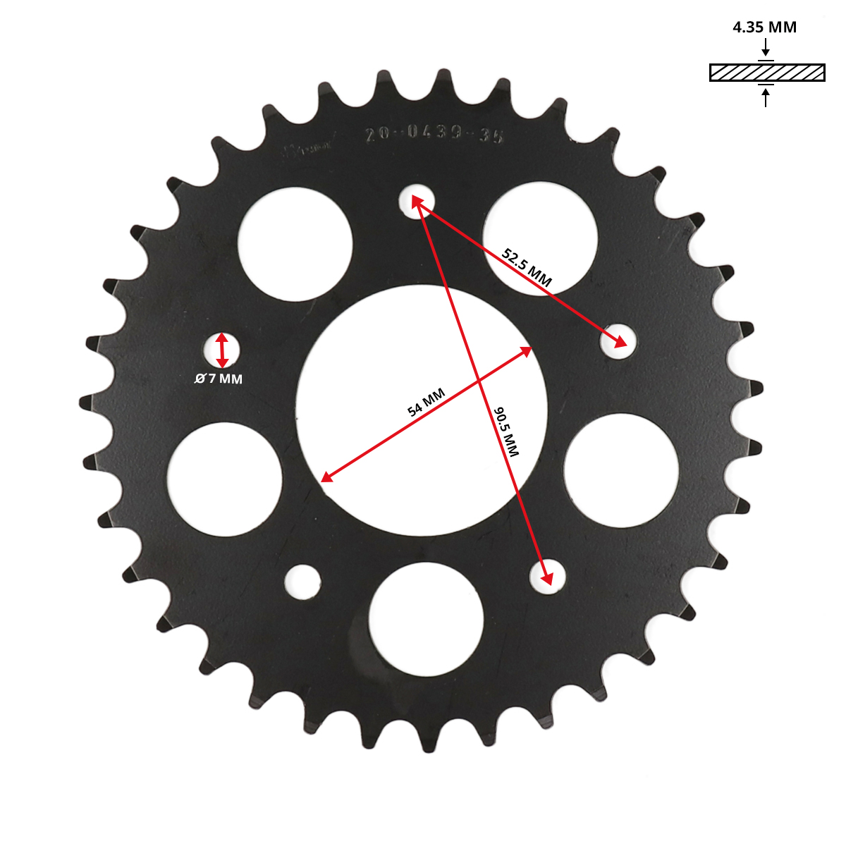 achterkettingwiel esjot 35t 3/16 kreidler 20-0439-35